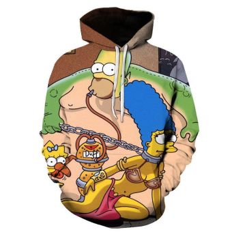 3D Cartoon Printing Hoodies &#8211; Homer Simpson And His Son Sweatshirt