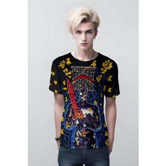King in Black Venom T-Shirt in Black with Venomized Spider-man and King in Black Text