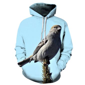 Grey Sparrow Bird Face 3D - Sweatshirt, Hoodie, Pullover