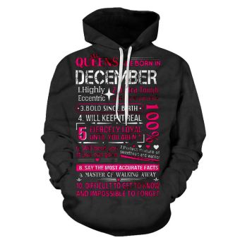 Queens are Born in December 3D - Sweatshirt, Hoodie, Pullover