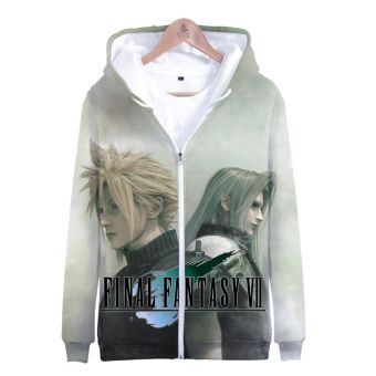 Anime Final Fantasy VII 3D Hoodie Zipper Pullover Hooded Sweatshirt