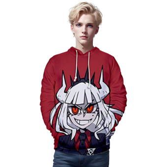 Helltaker Hoodies &#8211; Lucifer Unisex 3D Pullover Hooded Sweatshirt
