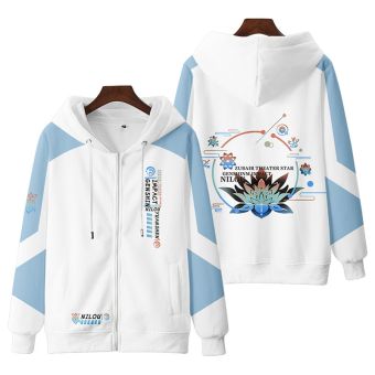 Comfortable Genshin Impact Nilou Anime Zip-Up Blue Hoodie
