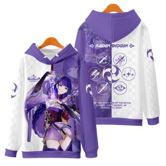 Versatile Genshin Impact Raiden Shogun Anime Purple Hoodie