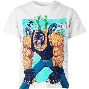 Revealing Powerful Adversary with the Bane From Batman T-Shirt in White, Blue, and Multicolor