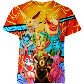 Vibrant Multi colored Eevee Evolution From DQS Shirt Embrace Ever changing Potential!