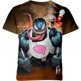 Collage of Venom - Venom Face Collage T-Shirt in Earthy Brown