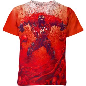 Watercolor Venom - Venom Face Watercolor T-Shirt in Fiery Red