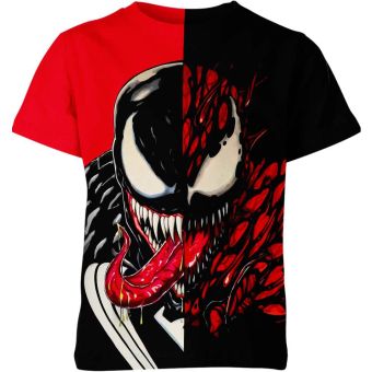Chaotic Clash: Venom X Carnage Black T-Shirt for Men and Women