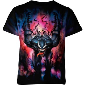 Stenciled Venom - Venom Face Stencil T-Shirt in Deep Black