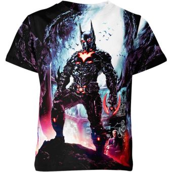 Showcasing Futuristic Superhero with the Batman Beyond T-Shirt in Yellow
