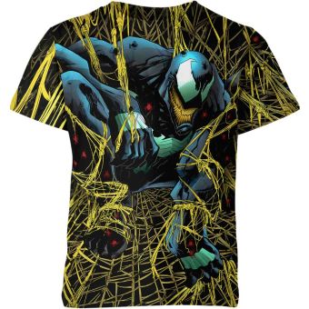 Embroidered Menace - Venom Face Embroidered T-Shirt in Deep Black