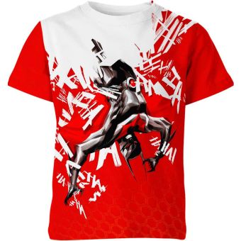 Showcasing Advanced Vigilante with the Batman Beyond T-Shirt in Red and White