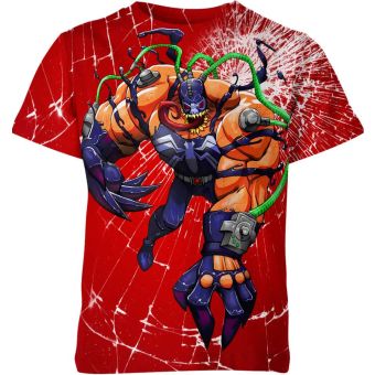 Merging Fearsome Foes with the Bane X Venom T-Shirt in Red and Multicolor