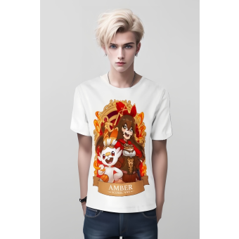 Starry Fusion Amber x Scorbunny from Genshin Impact and DQS Shirt