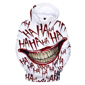 Joker Hoodies &#8211; Joker Series HAHA Joker White Unisex 3D Hoodie