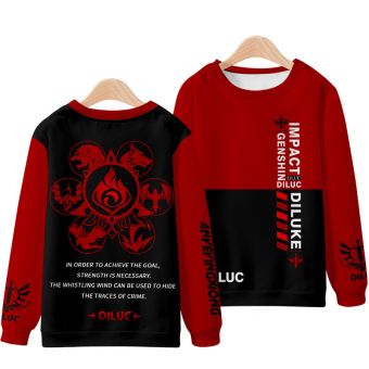 Red Beautiful Genshin Impact Anime Diluc Hoodie