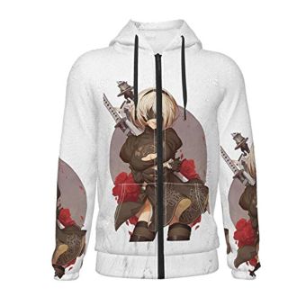 Nier Automata Hoodies &#8211; YoRHa No 2 Type B 2B 3D Print Zip Up Hooded Sweater for Teens