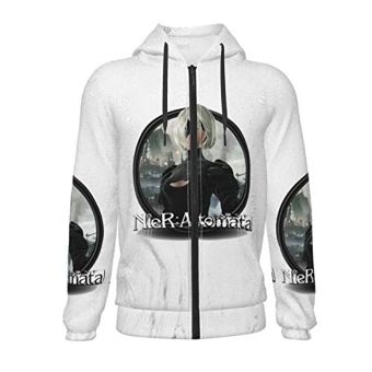 Nier Automata Hoodies &#8211; YoRHa No 2 Type B 2B 3D Print Zip Up Hooded Sweater for Teens