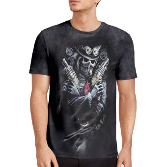 Black Temperament Halloween Skull gun Pattern 3D Printed T-Shirto