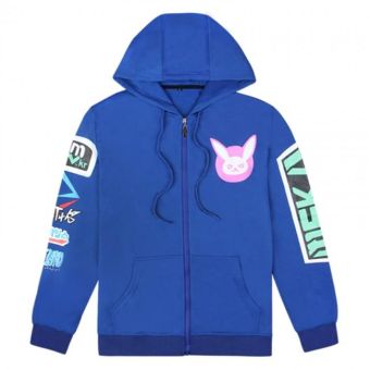 Overwatch D.va Outerwear Hoodies &#8211; Zip Up Blue Hoodie