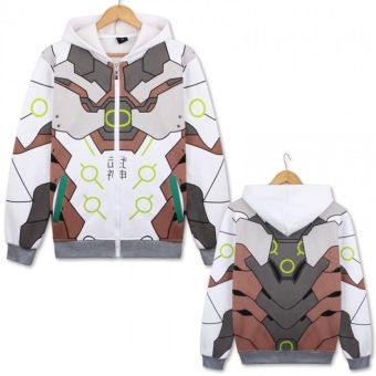 Overwatch Genji Cosplay Hoodies &#8211; Zip Up White Hoodie