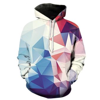 Geometric White, Blue, Red 3D Sweatshirt, Hoodie, Pullover