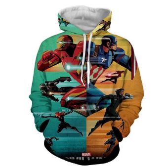The Avengers All Heros Hoodies Pullover Blue Yellow Hoodie