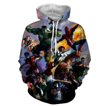 The Avengers All Heros In Action Hoodies Pullover Black Hoodie