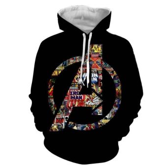 The Avengers Big A Printed Hoodies Pullover Black Hoodie