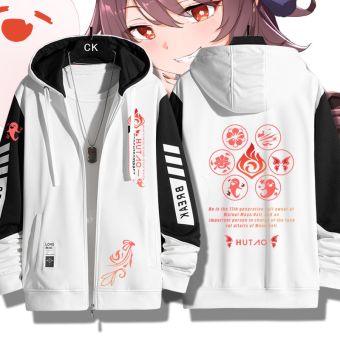 Beautiful Genshin Impact Hutao Game Zip-Up Hoodie 