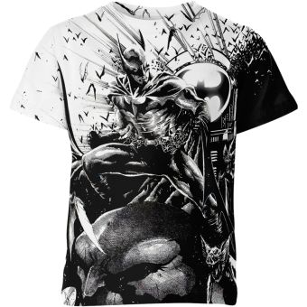 Batman: Bold Black and White T-Shirt with Red Accents - Make a Statement with Comfort and Style