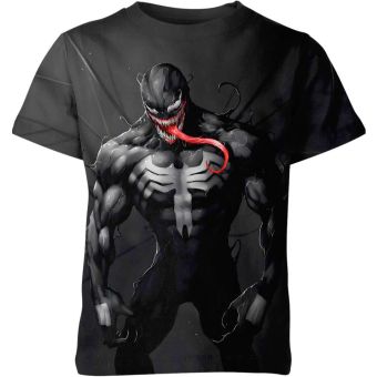 Symbiote Venom Shirt: Unleash the Power - A Sleek and Alluring Black Tee