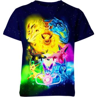 Dazzling Multi colored Eevee Evolutions From DQS Shirt Embrace Diversity in Unity!