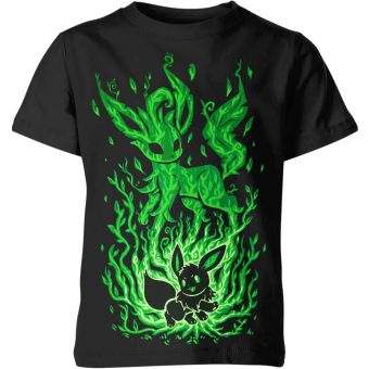 Shadowy Black Eevee And Leafeon From DQS Shirt Embrace Lively Harmony!