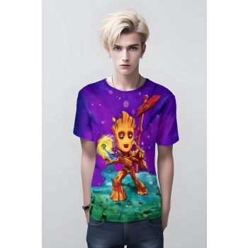 Celebrating Cute Guardians with the Baby Groot T-Shirt in Purple and Blue