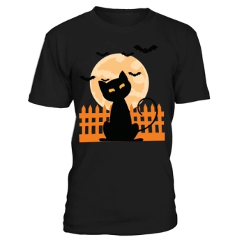 Cat Halloween With Bat And Moon Halloween Shirt