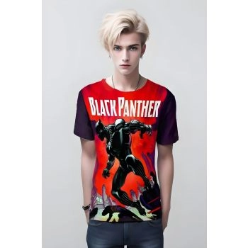 Black Panther Graffiti Style Shirt - Red - Urban and Vibrant Design