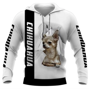 Elegance White Dog Pattern Animals Hoodie