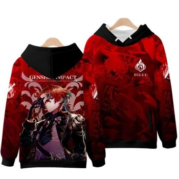 Cute Genshin Impact Anime Game Diluc Apricot Hoodie