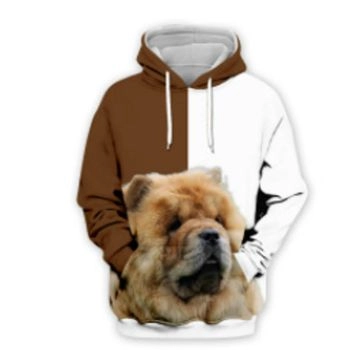 Vintage  Brown White Dog Pattern Animals Hoodie