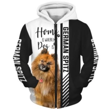 Loose And Gorgeous White Black Dog Pattern Animals Zip-Up Hoodie