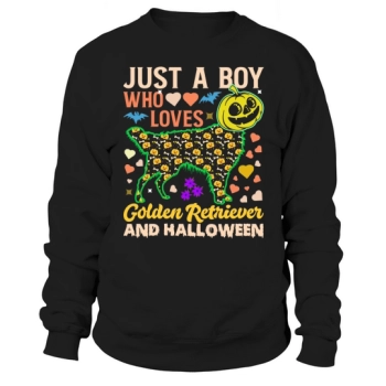 Just a Boy Who Loves Golden Retrievers and Halloween Funny Sweatshirt