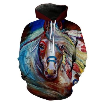Street Colorful Horse Pattern Animals Hoodie