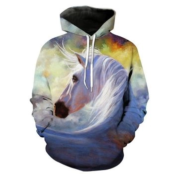 Cute Colorful Horse Pattern Animals Hoodie