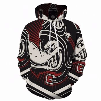 Pretty Black Red Lion Pattern Animals Hoodie