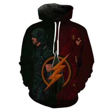 Elegance Red Green Flash Pattern Flash Hoodie