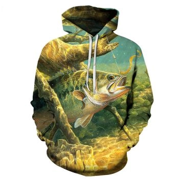 Vintage  Yellow Fish Pattern Animals Hoodie