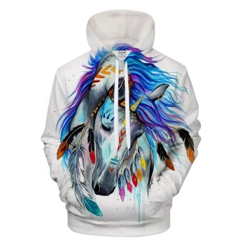 Pretty White Wolf Pattern Animals Hoodie