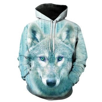 Popular Blue Wolf Pattern Animals Hoodie